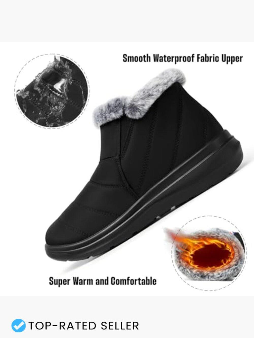 Winter Waterproof Boots With Faux Fur Lining Slip On Insulated Ankle Boots View 6